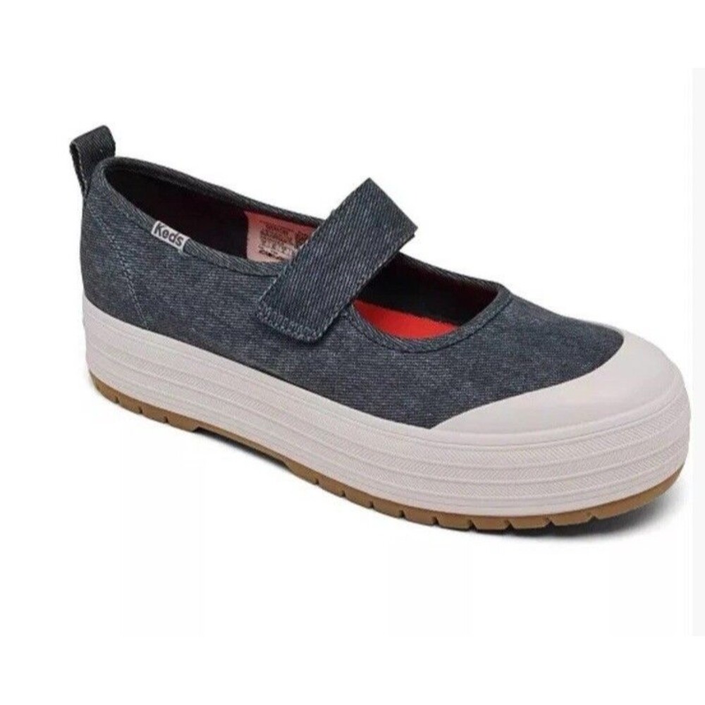 Keds Women's 8 Mary Jane Platform Sneakers Denim Canvas Buckle